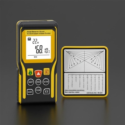 Telemetro laser portatile giallo grigio e piastra di calibrazione per un calcolo accurato della distanza
